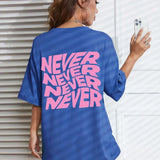 Blue Wavy letter print oversized graphic tee — lifestyle shot 8