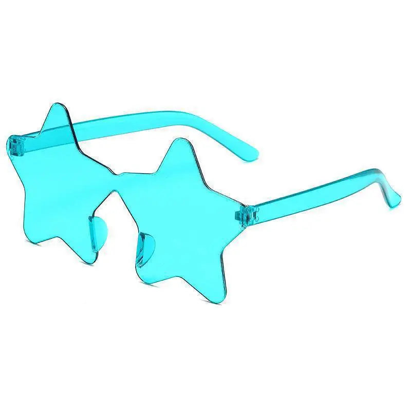 Bluegreen Star-shaped transparent jelly sunglasses, lifestyle shot