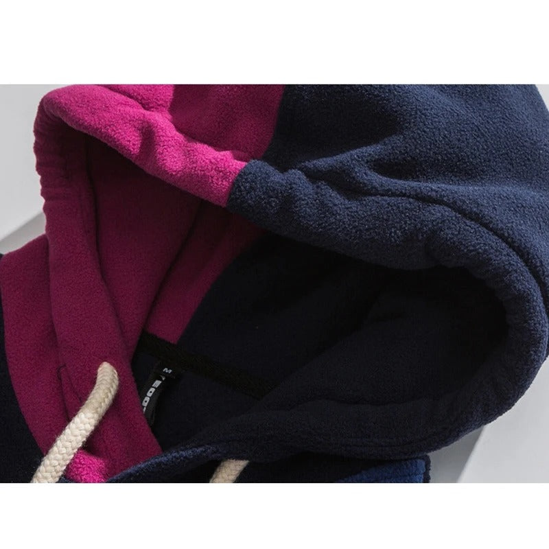 Bold Color Block Pullover Hoodie – Cozy Streetwear for Fall