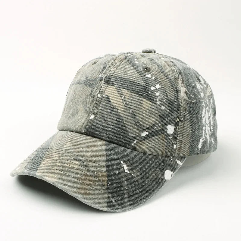 Branc-J1 Camo vintage washed dad hat, front view