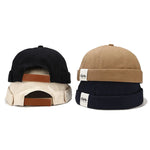 Brimless cotton skull cap, angled view