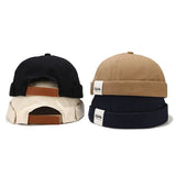 Brimless cotton skull cap, angled view