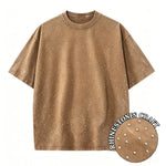 Brown 1 Rhinestone vintage wash oversized distressed tee — styled view 2