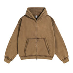 Brown Acid wash zip-up hoodie, lifestyle shot