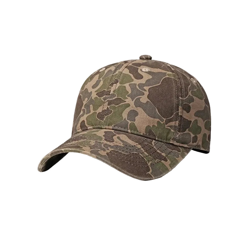 Camouflage baseball cap on a white background