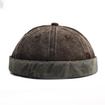 Brown Cotton skullcap brimless hat — lifestyle view