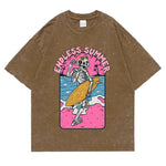 Brown Endless Summer Skeleton tee styled as streetwear casual outfit