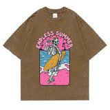 Brown Endless Summer Skeleton tee styled as streetwear casual outfit