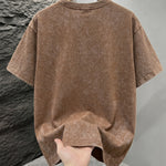 Brown Mineral washed oversized graphic tee worn, back view