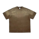 Brown sun-faded gradient oversized tee — flat lay