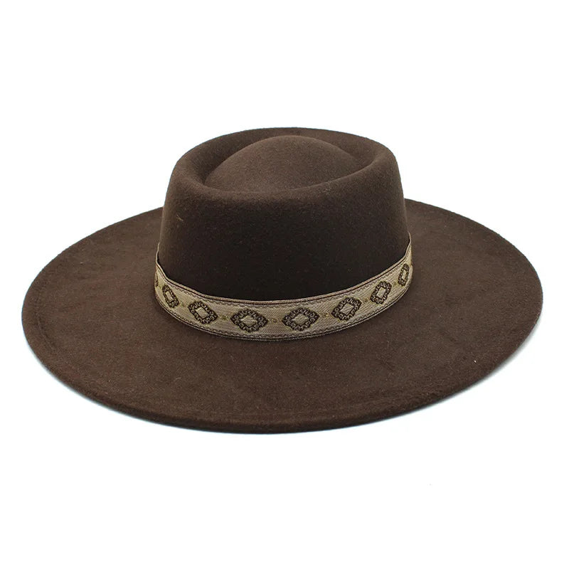 Brown wide-brim felt fedora hat, colorway grid overview