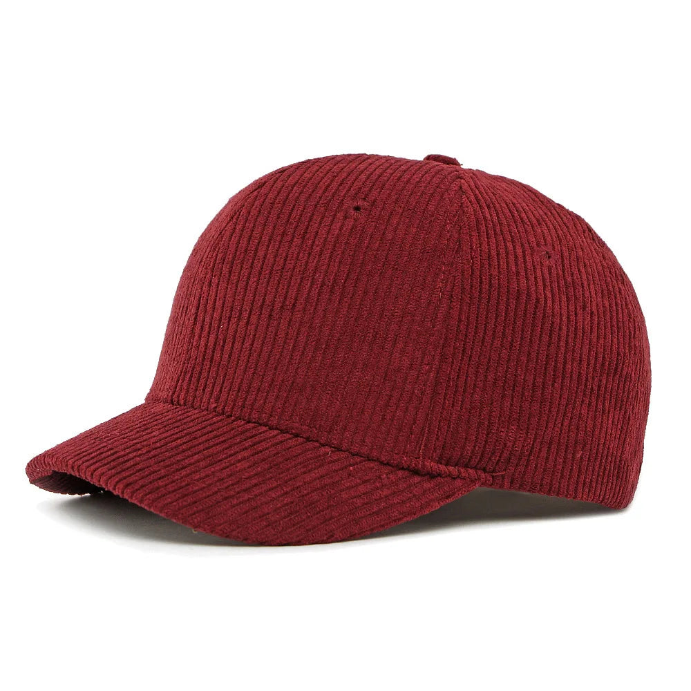 Burgundy Short brim corduroy cap — third alternate colorway