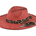 Burnt Orange Distressed wide-brim cowboy hat worn outdoors in natural light