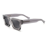 C03 Gray Side view of model wearing wide-frame polarized square sunglasses