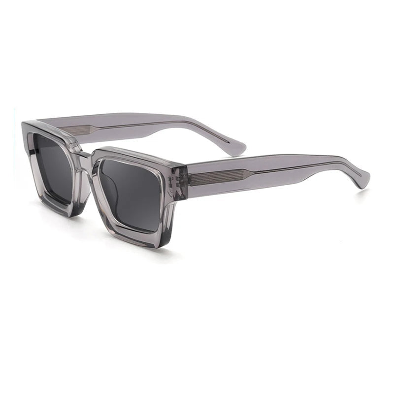 C03 Gray Side view of model wearing wide-frame polarized square sunglasses