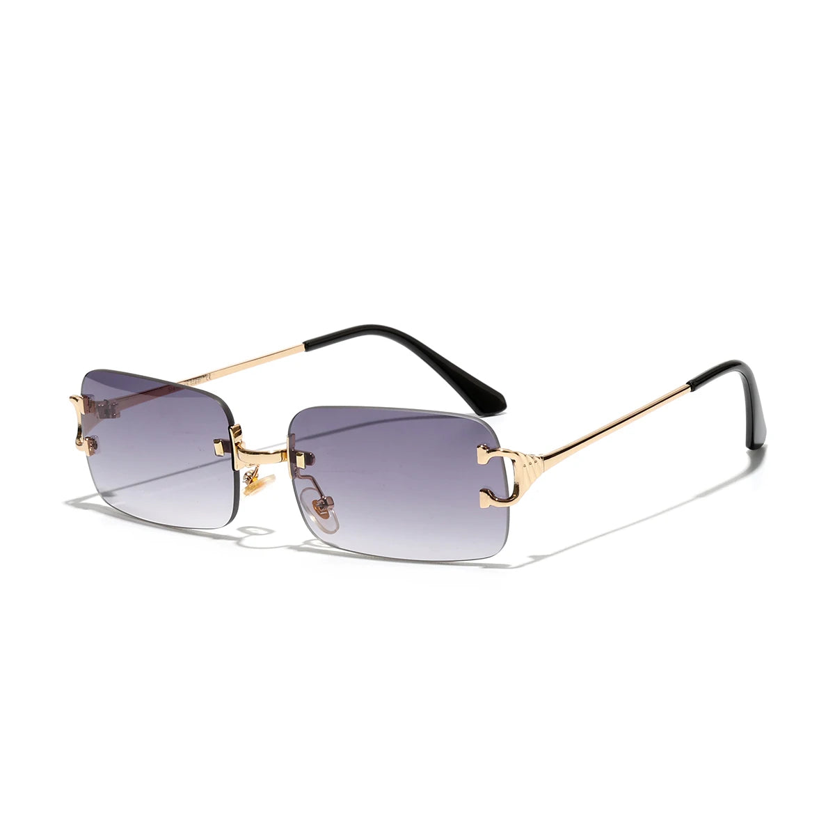 C1 Gradient Gray Rimless rectangle sunglasses, third lifestyle shot