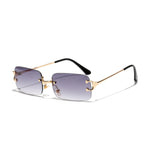 C1 Gradient Gray Rimless rectangle sunglasses, third lifestyle shot