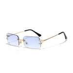 C4 Blue Rimless rectangle sunglasses, lifestyle shot