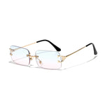 C6 Blue-Pink Rimless rectangle sunglasses, flat lay