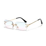 C6 Blue-Pink Rimless rectangle sunglasses, flat lay