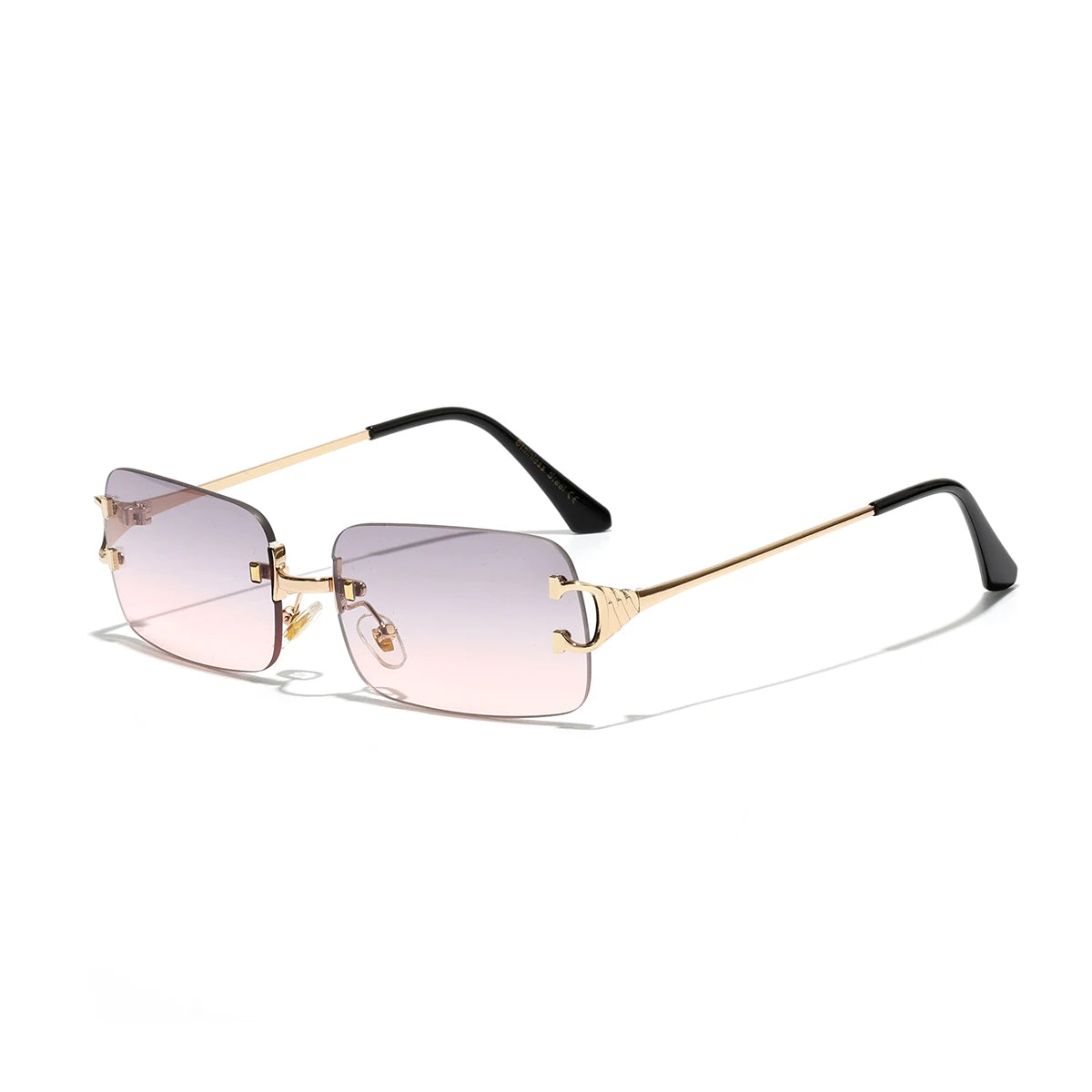C7 Gray-Pink Rimless rectangle sunglasses, hardware detail