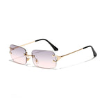 C7 Gray-Pink Rimless rectangle sunglasses, hardware detail