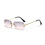 C7 Gray-Pink Rimless rectangle sunglasses, hardware detail
