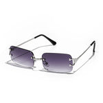 C8 Silver Gray Rimless rectangle sunglasses, fourth lifestyle shot