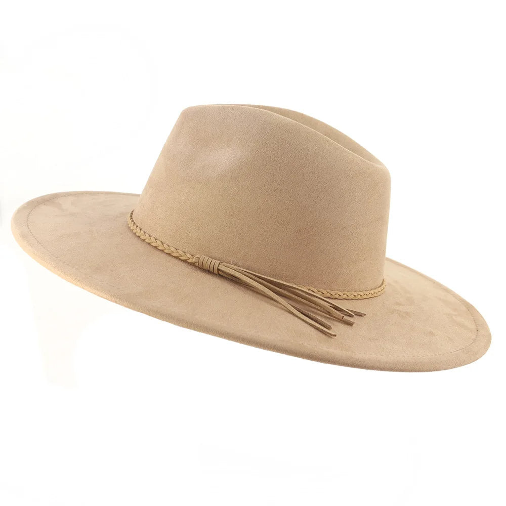 Wide Brim Suede Fedora Hat