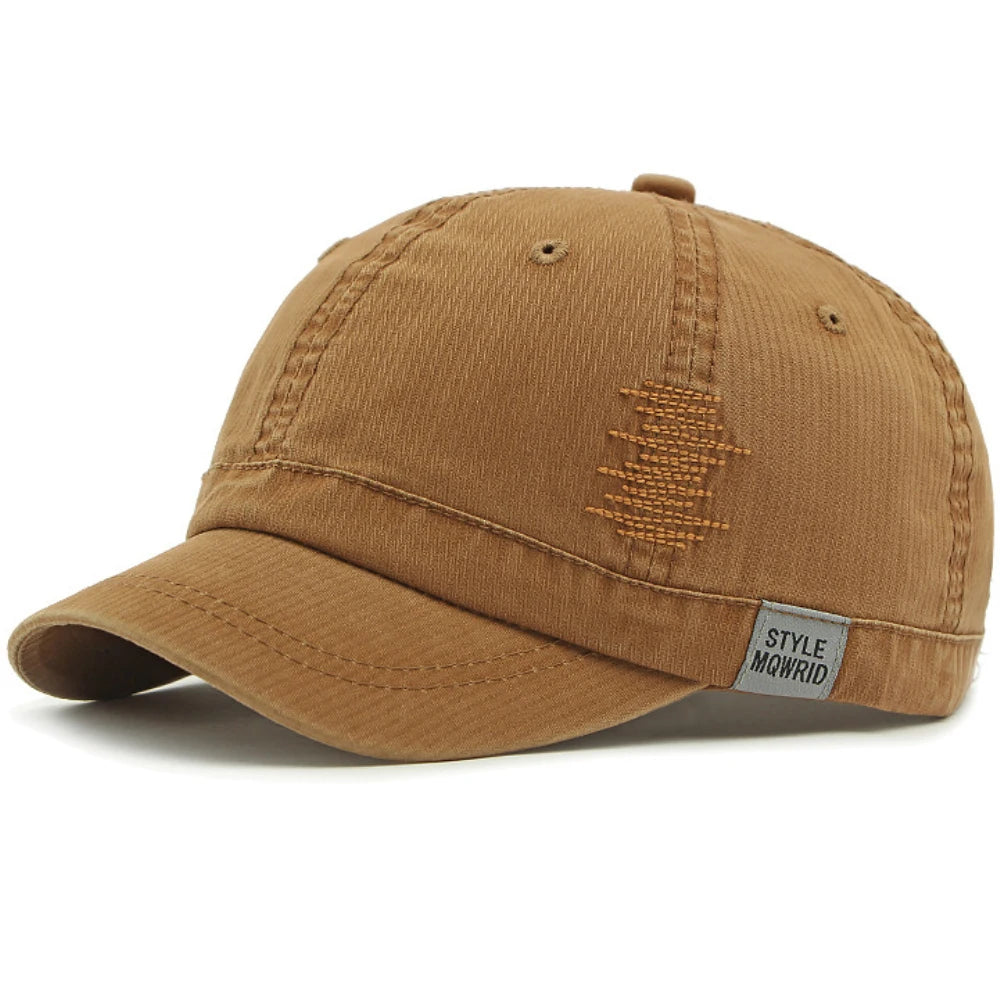 Caramel Short brim baseball cap — back view showing snapback strap