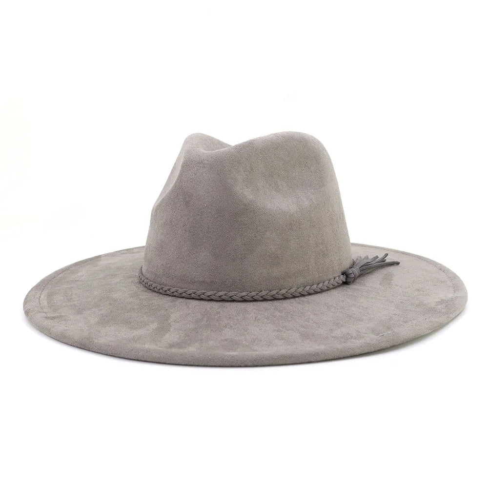 Wide Brim Suede Fedora Hat