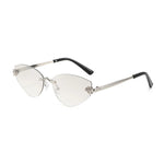 Sunglasses with clear lenses and black arms on a white background