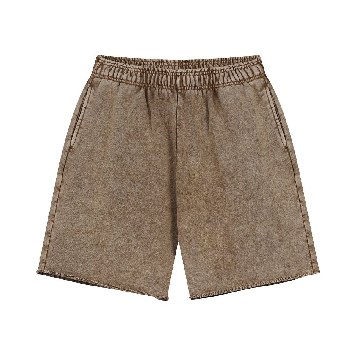 Coffee Acid wash sweat shorts outfit, back view