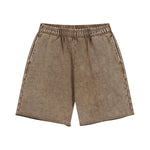 Coffee Acid wash sweat shorts outfit, back view