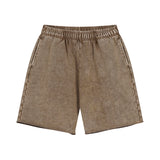 Coffee Acid wash sweat shorts outfit, back view
