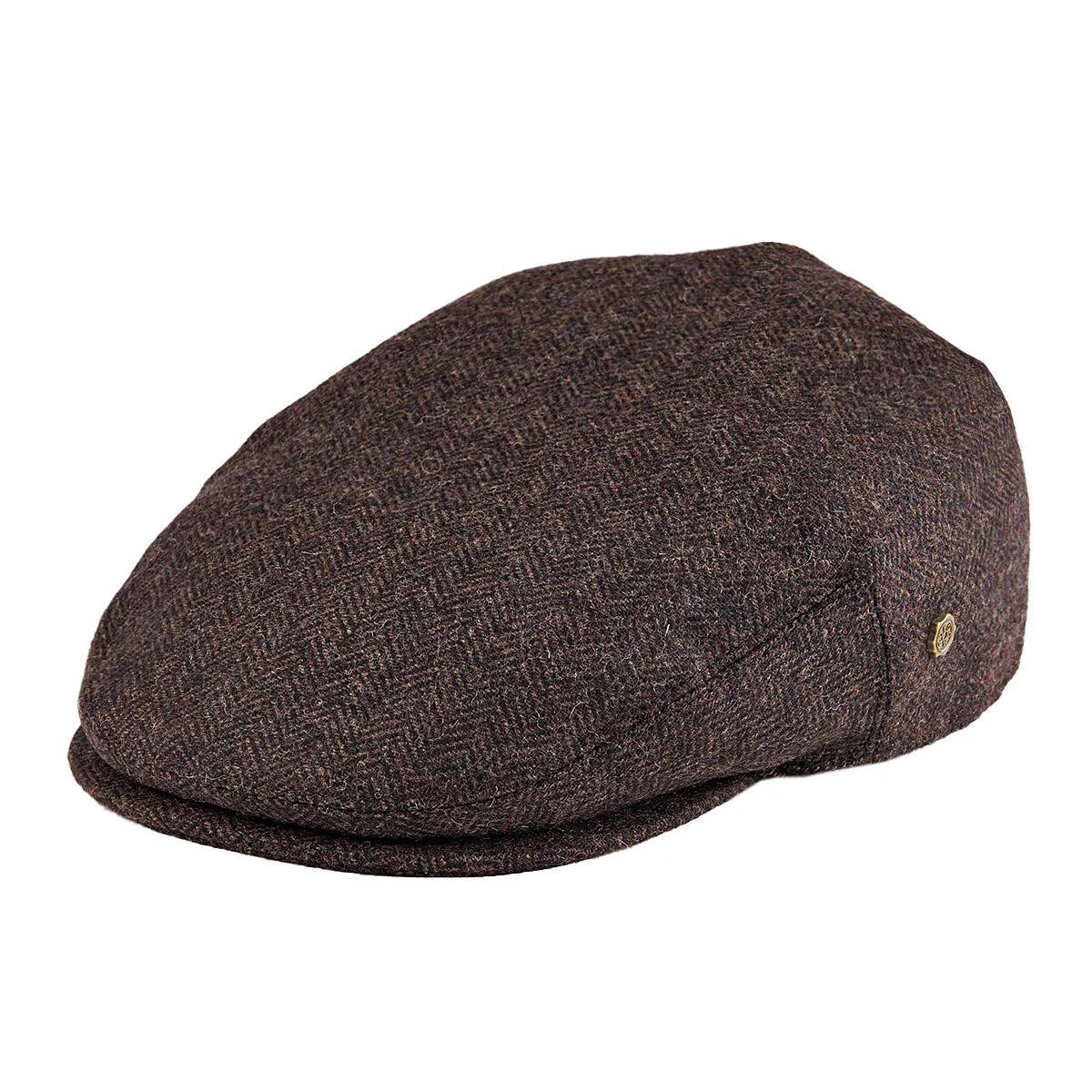 Coffee Herringbone tweed flat cap, lifestyle shot