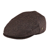Coffee Herringbone tweed flat cap, lifestyle shot