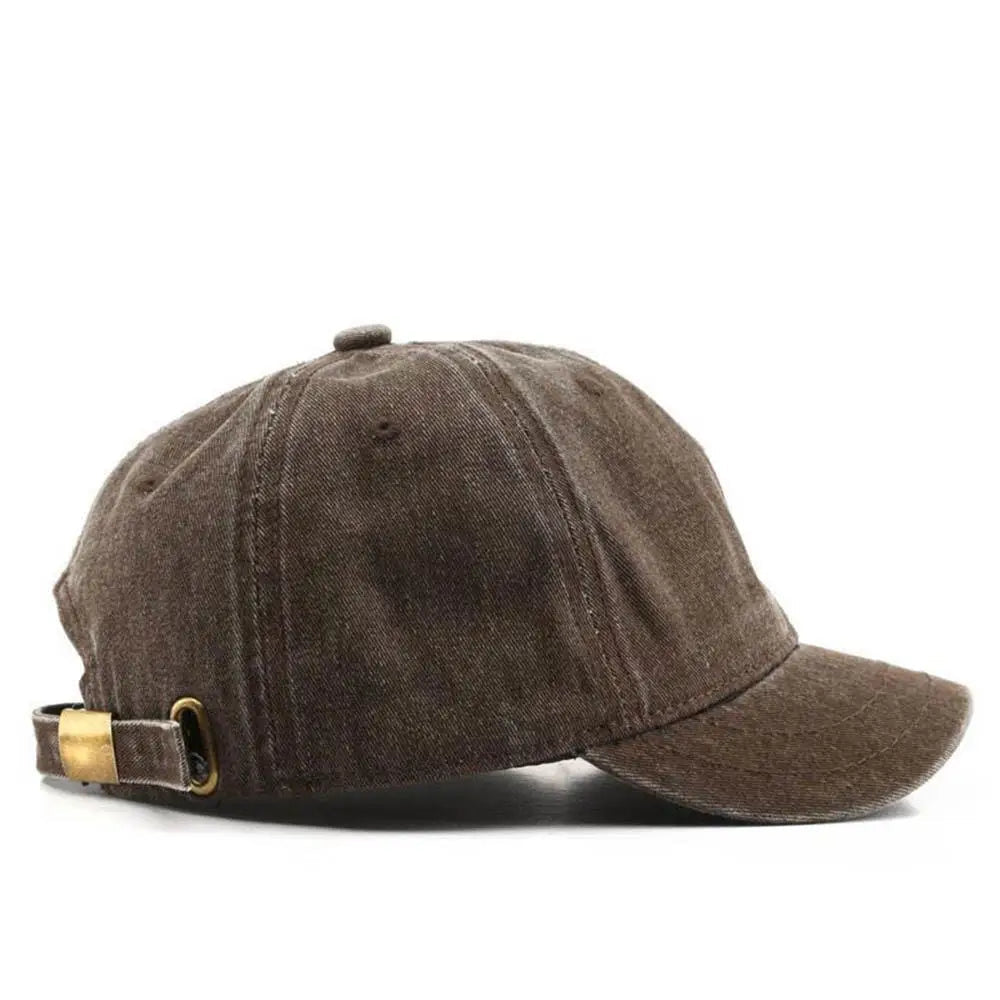Brown cap with gold buckle on a white background, labeled 'coffee'.
