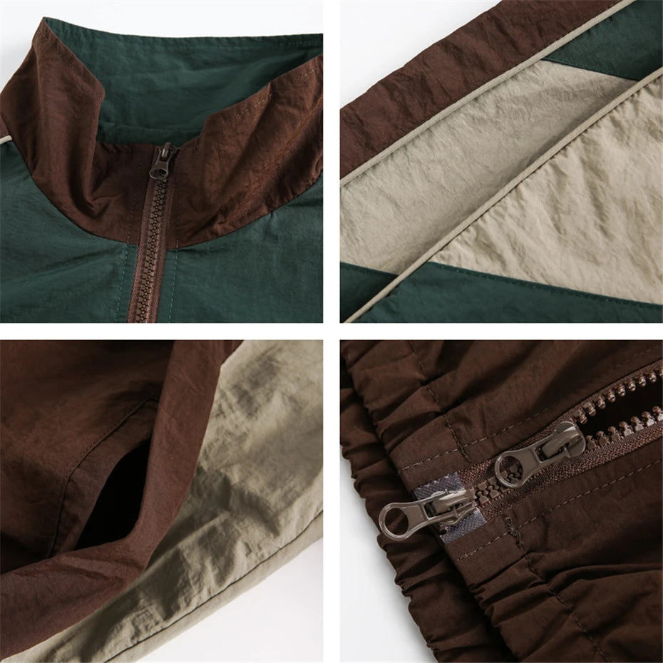 Color block windbreaker jacket, back view