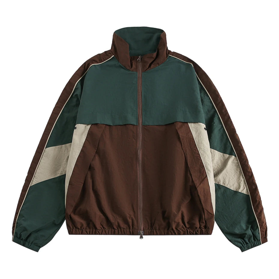 Color block windbreaker jacket, front view