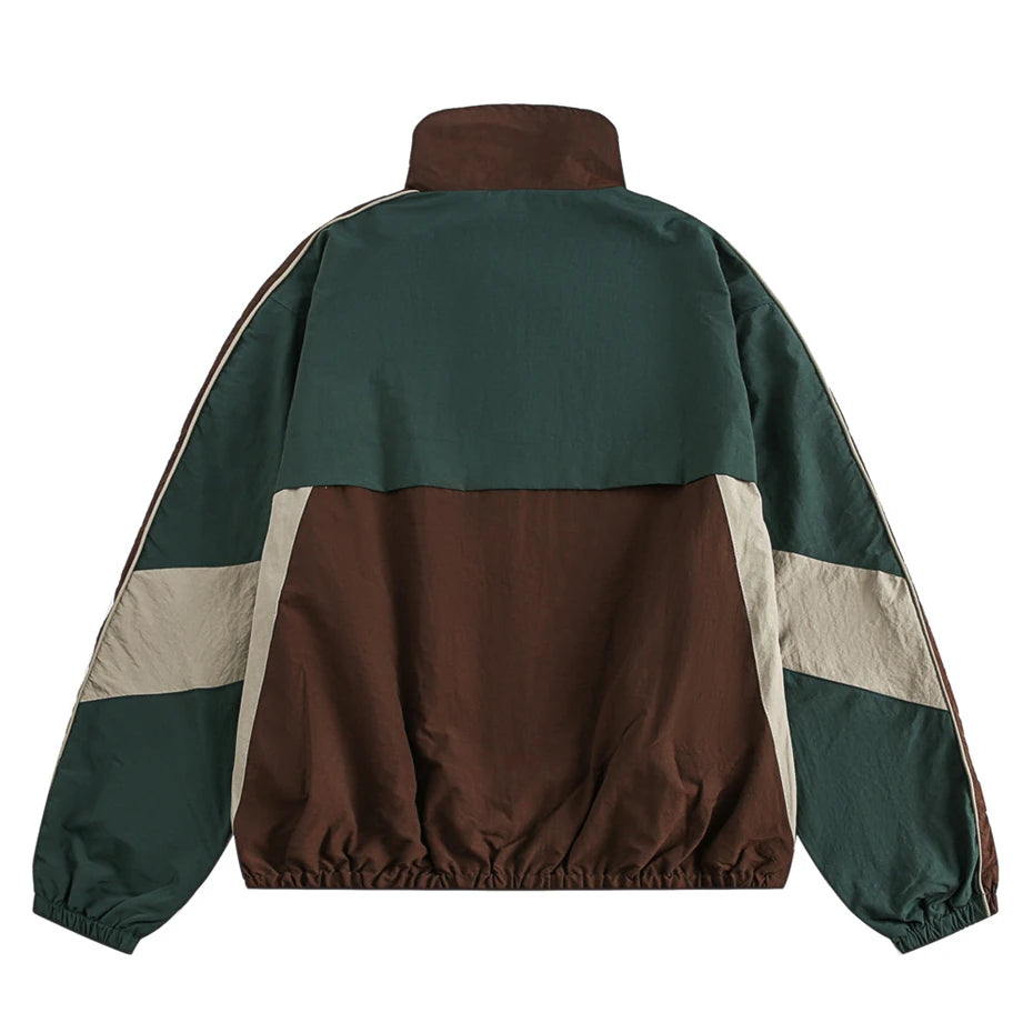 Color block windbreaker jacket, side view