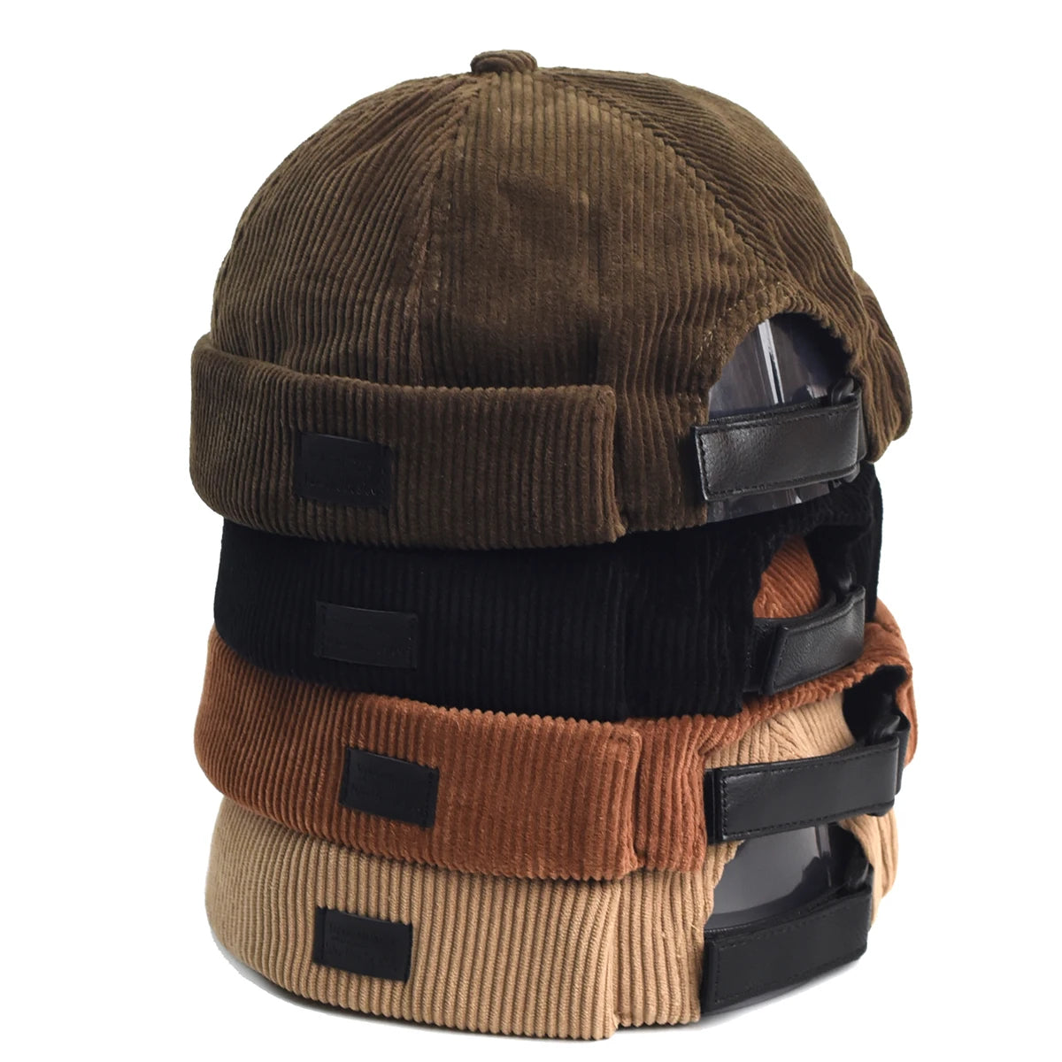 Corduroy brimless skullcap, back view