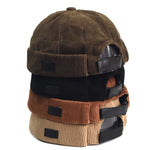 Corduroy brimless skullcap, back view