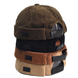 Corduroy brimless skullcap, back view