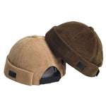 Corduroy brimless skullcap, front view