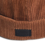 Corduroy brimless skullcap, side view