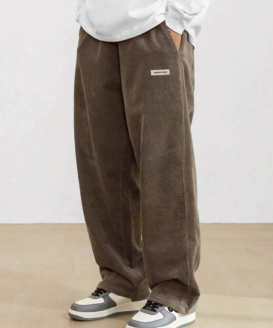 Corduroy straight-leg pants, front view