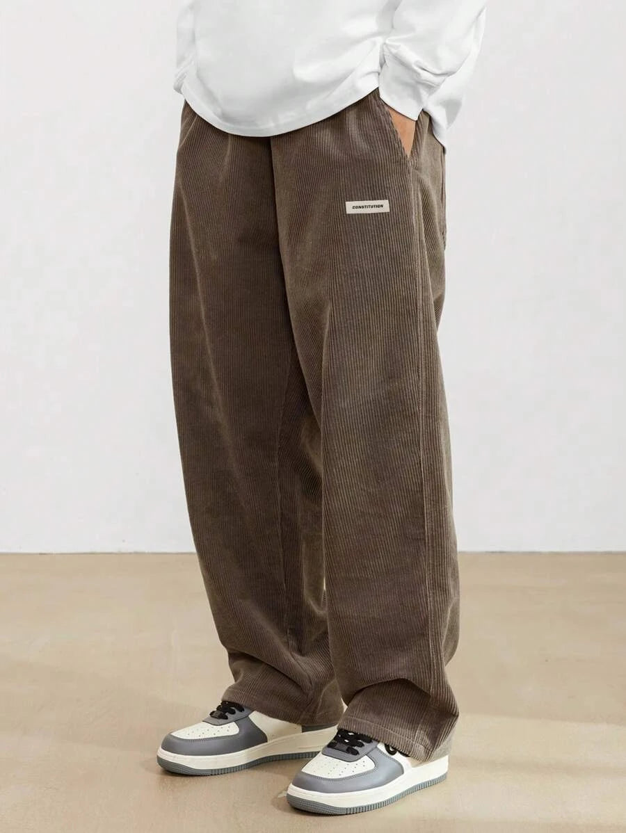Corduroy straight-leg pants, front view