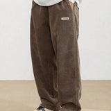 Corduroy straight-leg pants, front view