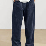 Corduroy straight-leg pants, side view